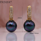 Rose Shell Pearls Zircon Dangle Earrings 585 Wedding Jewelry