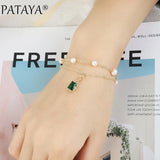 Green Natural Zircon Pearl Bracelet 585 Rose Double Layer Love Bracelet