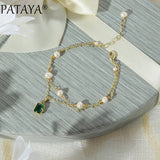 Green Natural Zircon Pearl Bracelet 585 Rose Double Layer Love Bracelet