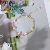 Green Natural Zircon Pearl Bracelet 585 Rose Double Layer Love Bracelet