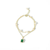 Green Natural Zircon Pearl Bracelet 585 Rose Double Layer Love Bracelet