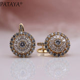 PATAYA 585 Rose Micro-wax Inlay Natural Zirconia Dangle Earrings