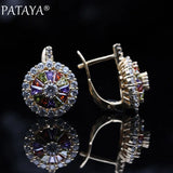 PATAYA 585 Rose Micro-wax Inlay Natural Zirconia Dangle Earrings