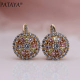 PATAYA 585 Rose Micro-wax Inlay Natural Zirconia Dangle Earrings