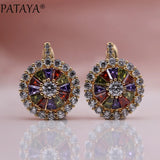 PATAYA 585 Rose Micro-wax Inlay Natural Zirconia Dangle Earrings