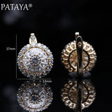 PATAYA 585 Rose Micro-wax Inlay Natural Zirconia Dangle Earrings
