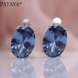 Oval Tourmaline Gradient Dangle Earrings 585 Rose Zircon Fine Earring