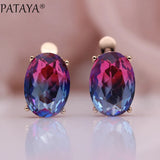 Oval Tourmaline Gradient Dangle Earrings 585 Rose Zircon Fine Earring