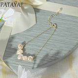 PATAYA Pink Pearl Women Bracelet 585 Rose Gold Romantic Wedding Engagement