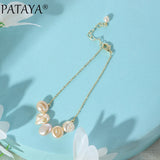 PATAYA Pink Pearl Women Bracelet 585 Rose Gold Romantic Wedding Engagement