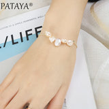 PATAYA Pink Pearl Women Bracelet 585 Rose Gold Romantic Wedding Engagement