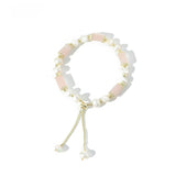 Pink Stone Bracelet & Pearl 585 Rose Wedding Jewelry