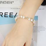 Pink Stone Bracelet & Pearl 585 Rose Wedding Jewelry
