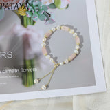 Pink Stone Bracelet & Pearl 585 Rose Wedding Jewelry