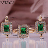 Rose Earrings Ring Set Green Zircon Jewelry Set For Women