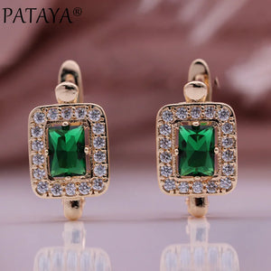 Rose Earrings Ring Set Green Zircon Jewelry Set For Women