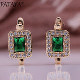 Rose Earrings Ring Set Green Zircon Jewelry Set For Women