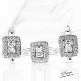Rose Earrings Ring Set Green Zircon Jewelry Set For Women