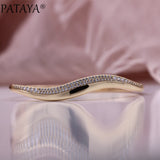 PATAYA Micro Wax Inlay Natural Zircon Women Bangles 585 Rose Jewelry