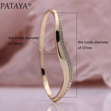 PATAYA Micro Wax Inlay Natural Zircon Women Bangles 585 Rose Jewelry