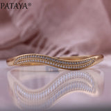 PATAYA Micro Wax Inlay Natural Zircon Women Bangles 585 Rose Jewelry