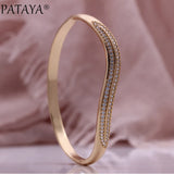 PATAYA Micro Wax Inlay Natural Zircon Women Bangles 585 Rose Jewelry