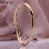 PATAYA Micro Wax Inlay Natural Zircon Women Bangles 585 Rose Jewelry