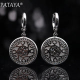 PATAYA Natural Zircon Ceramic Dangle Earrings 585 Rose Women Jewelry