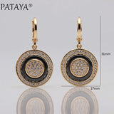 PATAYA Natural Zircon Ceramic Dangle Earrings 585 Rose Women Jewelry