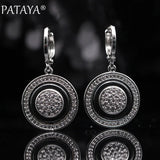 PATAYA Natural Zircon Ceramic Dangle Earrings 585 Rose Women Jewelry