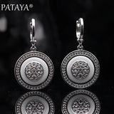 PATAYA Natural Zircon Ceramic Dangle Earrings 585 Rose Women Jewelry