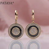 PATAYA Natural Zircon Ceramic Dangle Earrings 585 Rose Women Jewelry