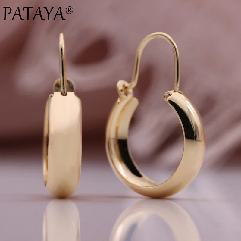 Unique Glossy Circle Dangle Earrings 585 Rose Earrings Women Gift