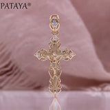 Rose Zircon Cross Necklace 585 Punk Pendant Jewelry