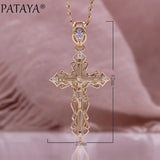 Rose Zircon Cross Necklace 585 Punk Pendant Jewelry