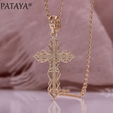 Rose Zircon Cross Necklace 585 Punk Pendant Jewelry