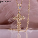 Rose Zircon Cross Necklace 585 Punk Pendant Jewelry