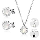 Roman Numeral Stainless Steel Earrings & Necklace Set