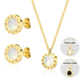 Roman Numeral Stainless Steel Earrings & Necklace Set