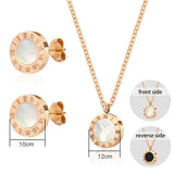 Roman Numeral Stainless Steel Earrings & Necklace Set