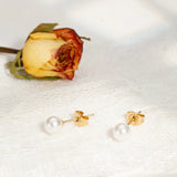 3PC Pearl CZ Stainless Steel Stud Earrings Set for Women Waterproof
