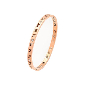 Roman Numerals Stainless Steel Bracelet Women CZ Bangle Wedding Jewelry