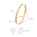 Roman Numerals Stainless Steel Bracelet Women CZ Bangle Wedding Jewelry