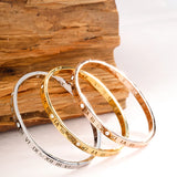 Roman Numerals Stainless Steel Bracelet Women CZ Bangle Wedding Jewelry
