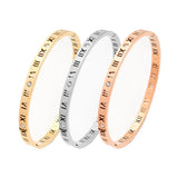 Roman Numerals Stainless Steel Bracelet Women CZ Bangle Wedding Jewelry