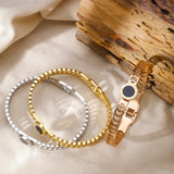 Roman Numerals Stainless Steel Women Bracelet Shell Plated Bangle