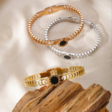 Roman Numerals Stainless Steel Women Bracelet Shell Plated Bangle