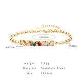 Colorful CZ Bracelet for Women Stainless Steel Chain