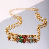 Colorful CZ Bracelet for Women Stainless Steel Chain