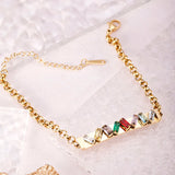 Colorful CZ Bracelet for Women Stainless Steel Chain